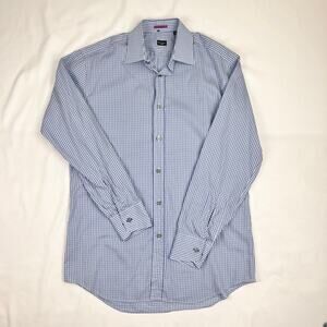 Paul Smith London Blue White Check Cotton Long Sleeve Button Dress Shirt 15 38